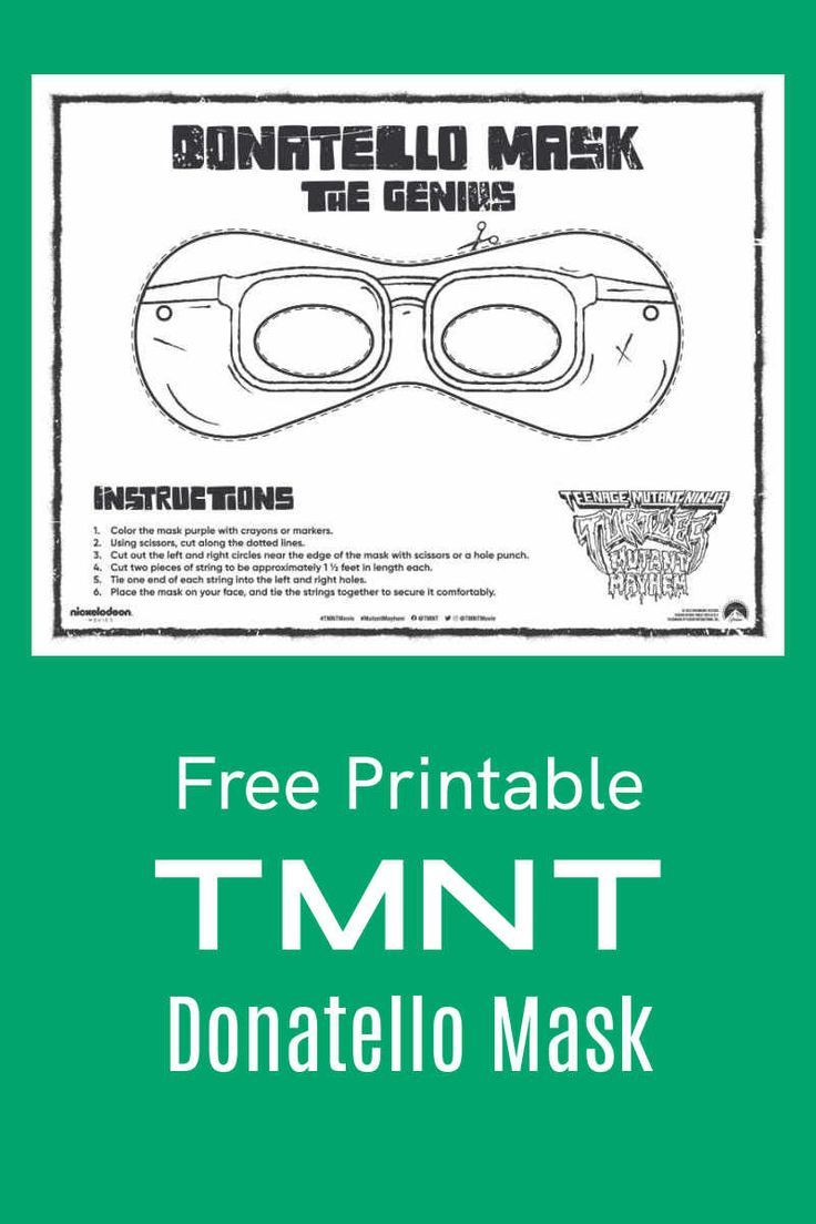 Tmnt Free Printable Donatello Mask for Teenage Mutant Ninja Turtles Free Printable Mask