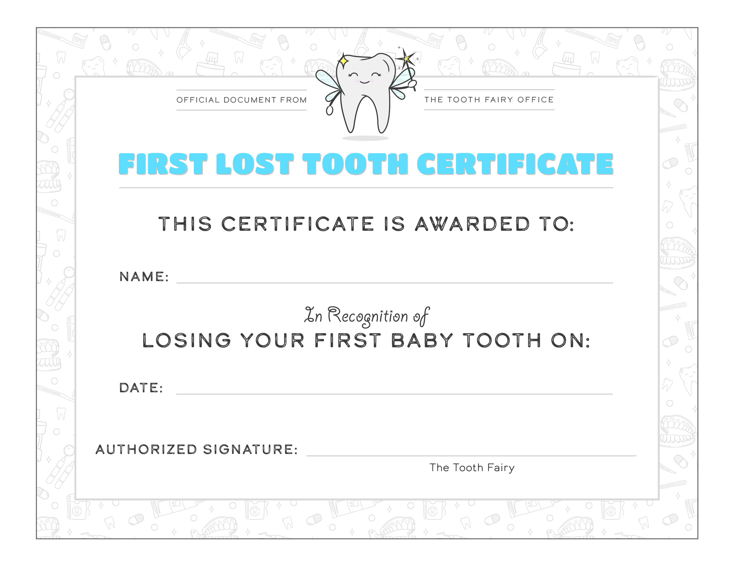 Tooth Fairy Kit — Cache Valley Pediatric Dentistry regarding Free Printable First Lost Tooth Certificate