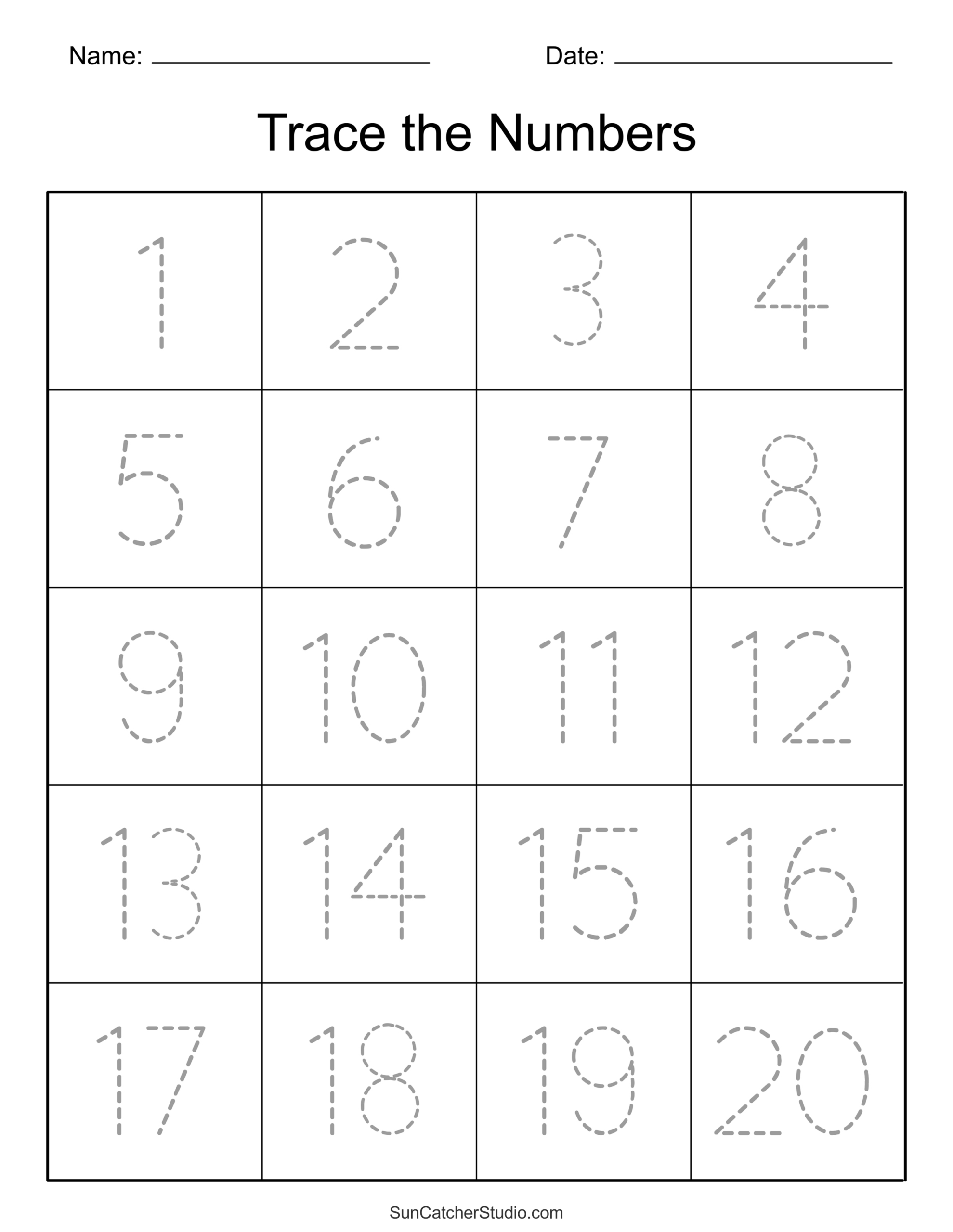 Tracing Numbers (Free Printable Practice Pdf Worksheets) – Free with Free Printable Tracing Worksheets