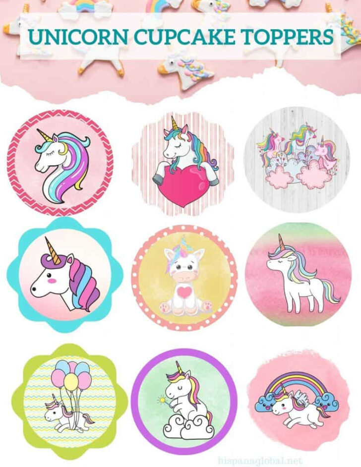 Free Printable Unicorn Cupcake Toppers