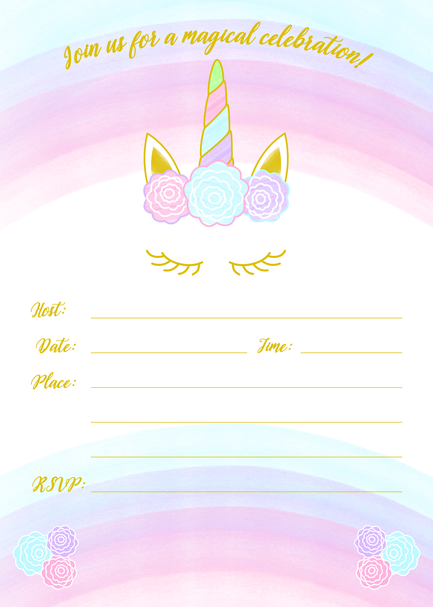 Unicorn Invitation Free Printable Templates - Easy To Download! in Free Printable Unicorn Birthday Invitations