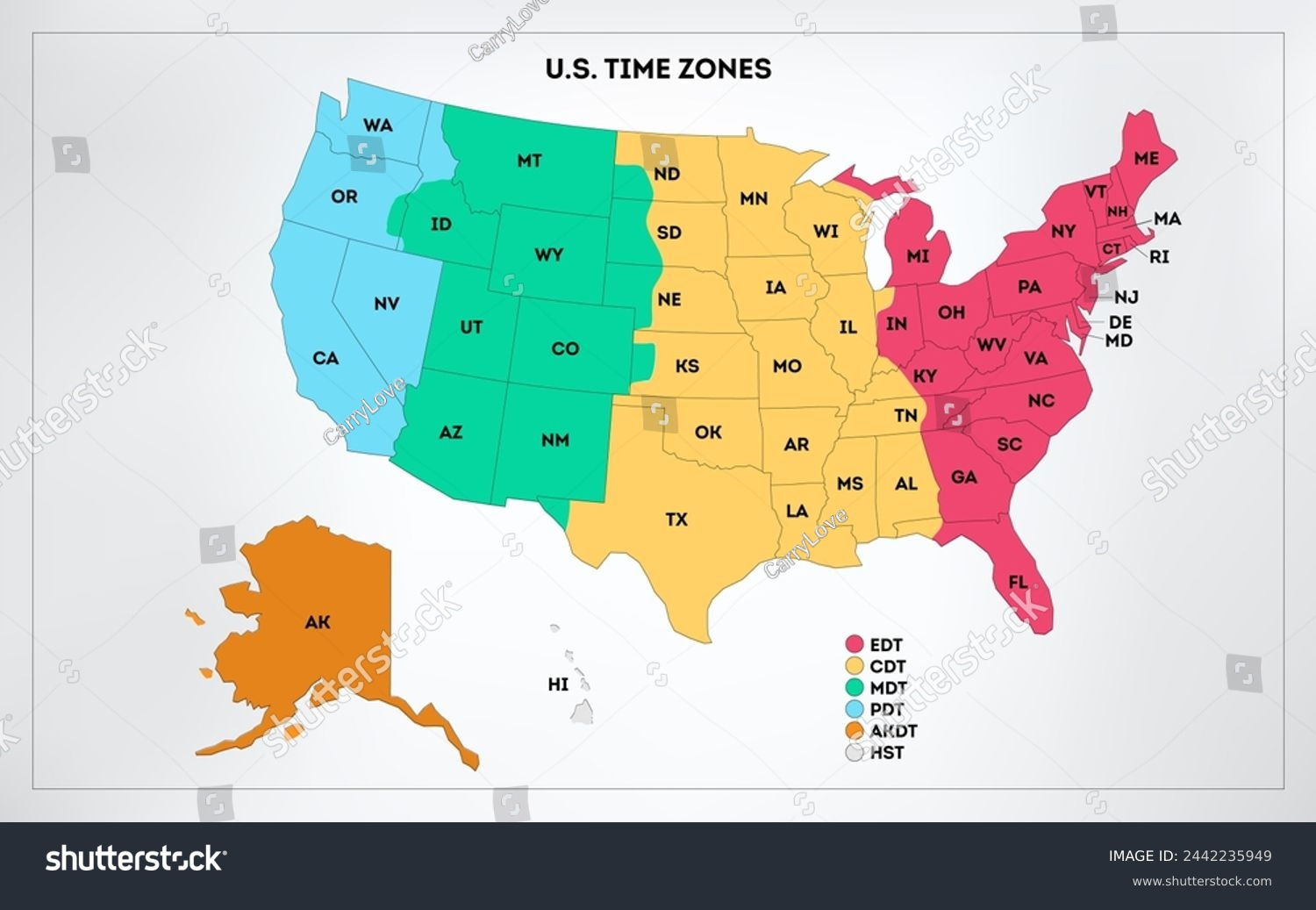 United States Map Time Zones: Over 218 Royalty-Free Licensable throughout Free Printable US Timezone Map with State Names