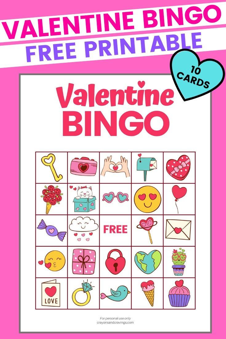 Valentine Bingo - Free Printable Valentine'S Day Game With 10 Cards! with Free Printable Valentines Bingo