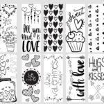 Valentine Printable Coloring Page Bookmarks   Yummi Haus Inside Free Printable Valentine Bookmarks
