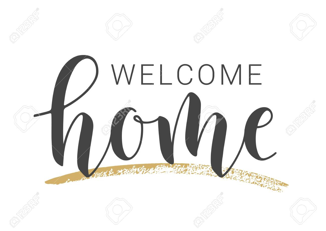 Vektor-Illustration. Handschriftlicher Schriftzug Von Welcome Home with regard to Welcome Home Cards Free Printable