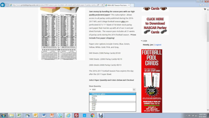 Free Printable Parlay Cards