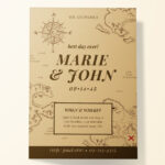 Vintage Map Fall Wedding Invitation Template In Word, Publisher In Free Printable Wedding Maps