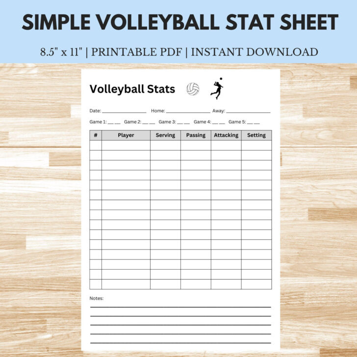 Printable Volleyball Stat Sheets Free