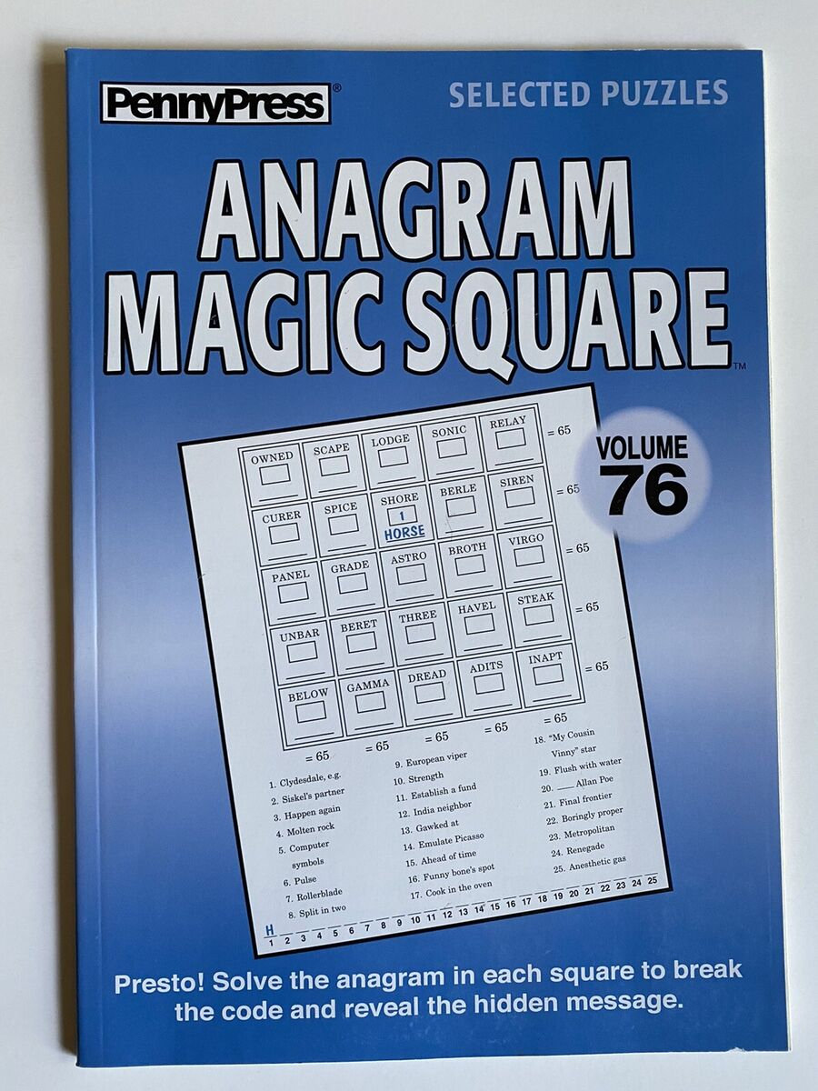 Volume 76 Anagram Magic Squares Penny Press Selected Puzzles Hidden Message intended for Free Printable Anagram Magic Square Puzzles