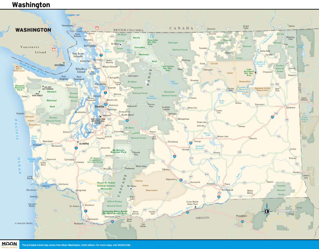 Washington | Moon Travel Guides Regarding Free Printable Map Of Washington State Washington | Moon Travel Guides Regarding Free Printable Map Of Washington State