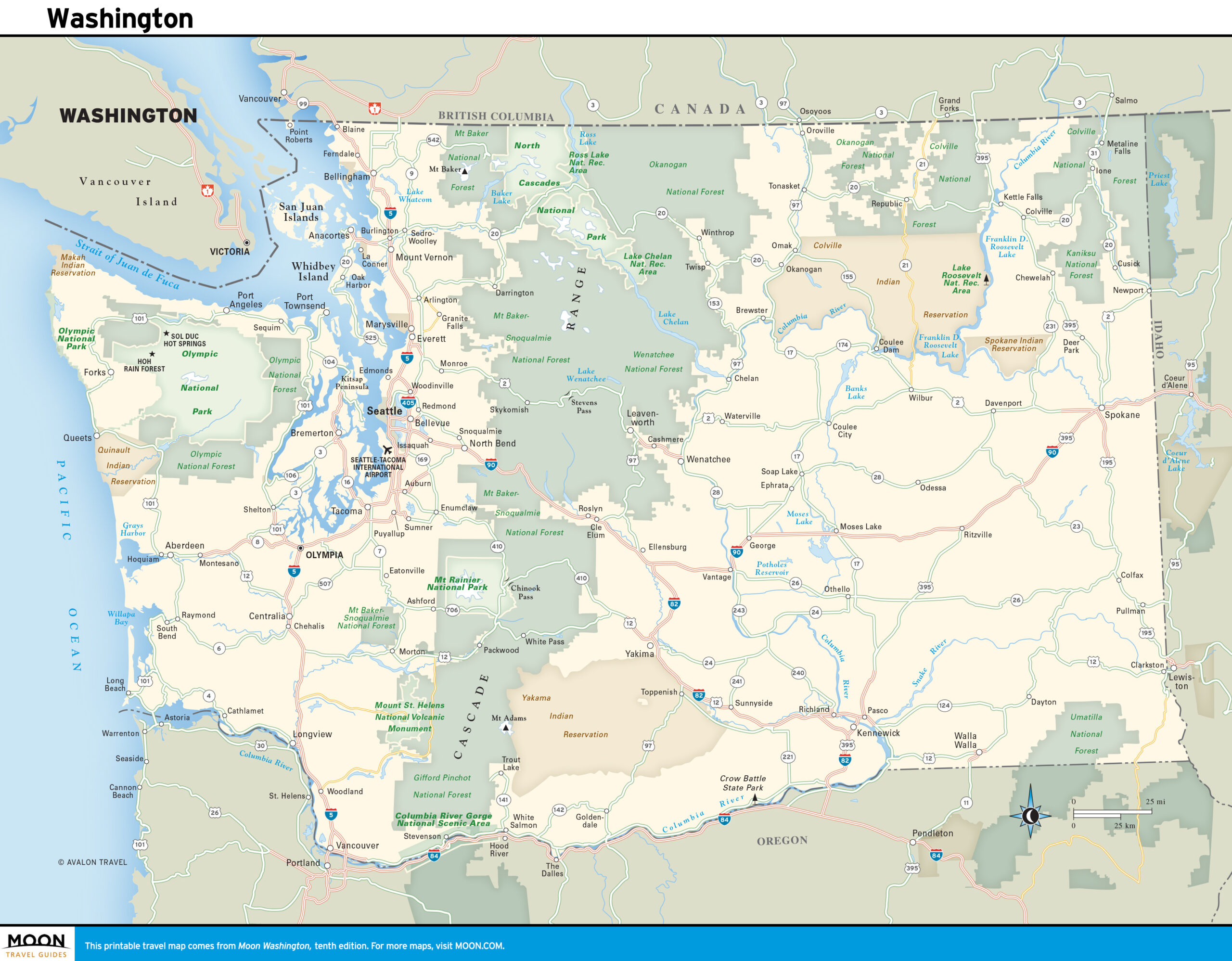 Washington | Moon Travel Guides regarding Free Printable Map of Washington State