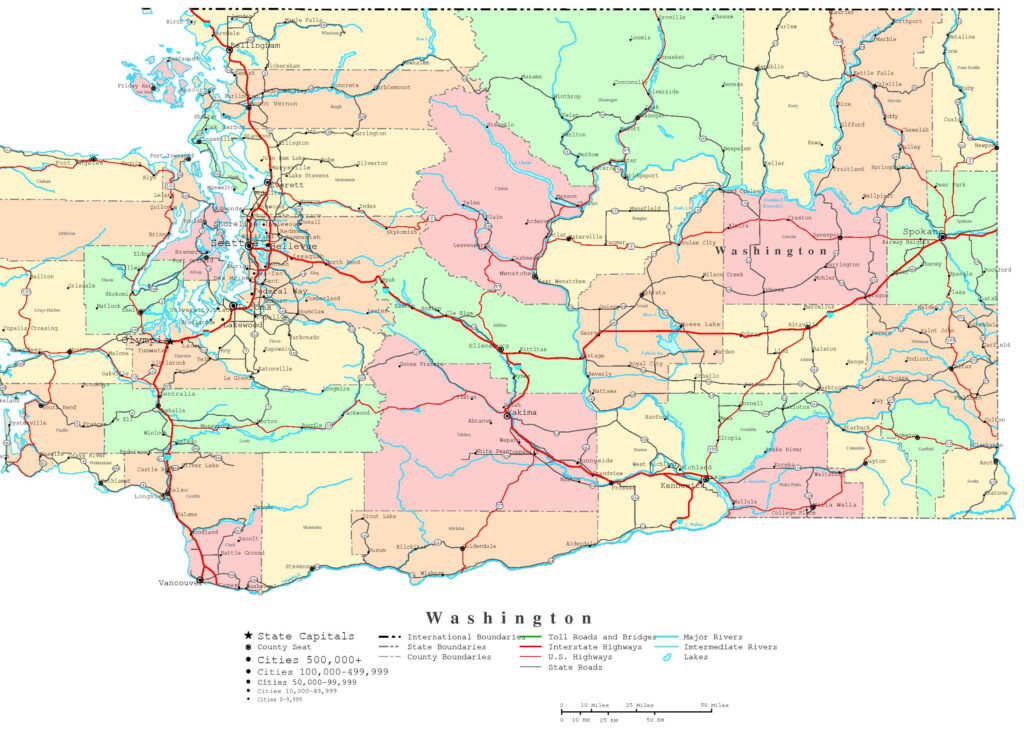 Washington Printable Map Within Free Printable Map Of Washington State Washington Printable Map Within Free Printable Map Of Washington State