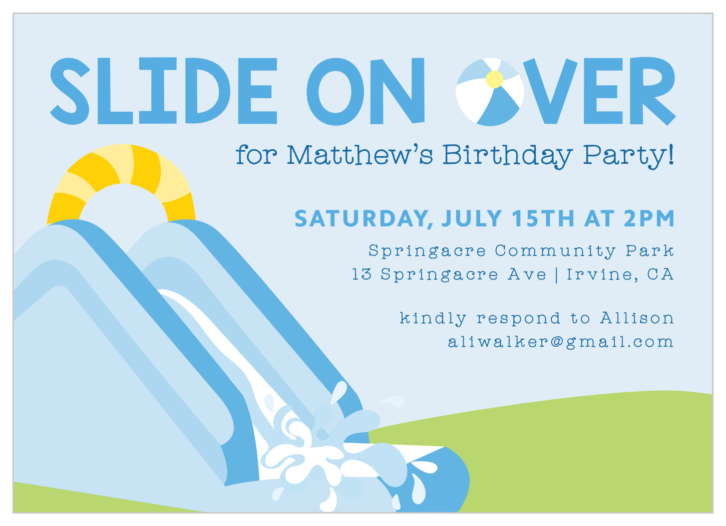 Water Slide Fun Children&amp;#039;S Birthday Invitationsbasic Invite intended for Free Printable Water Park Birthday Invitations