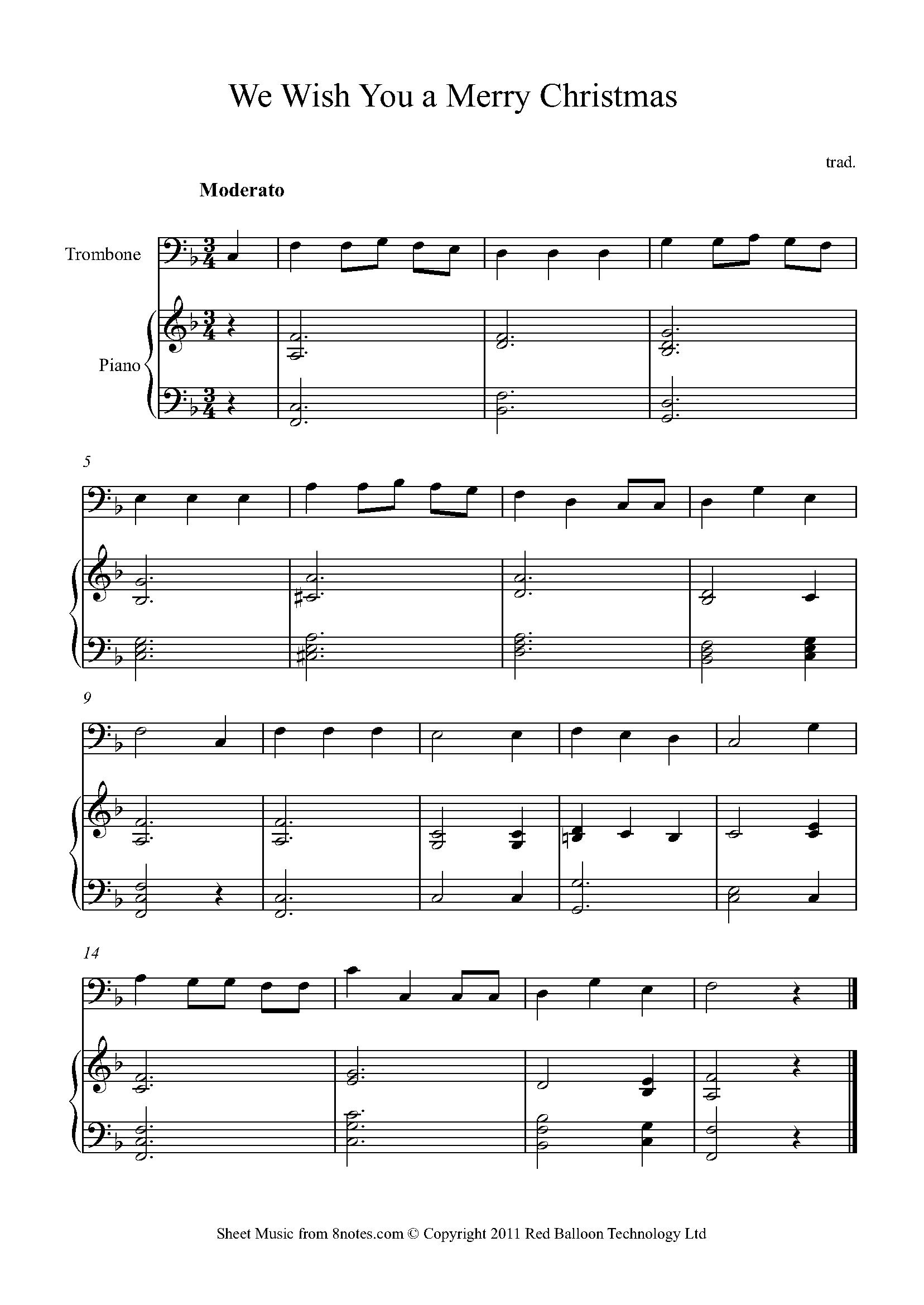 We Wish You A Merry Christmas For Trombone - Free Sheet Music For with Trombone Christmas Sheet Music Free Printable