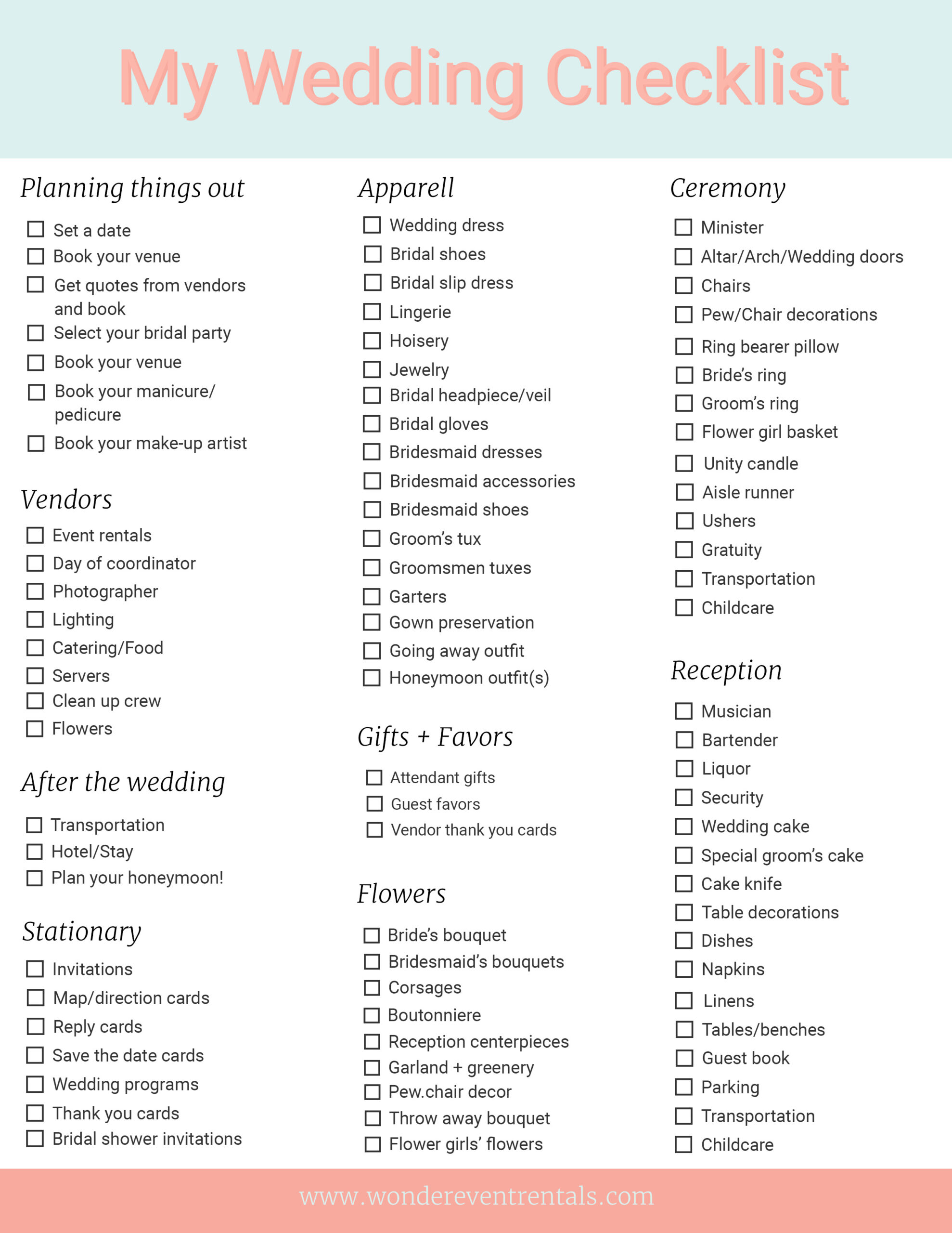 Wedding Planning Lists – Backtrack Boys with regard to Free Printable Wedding Checklist