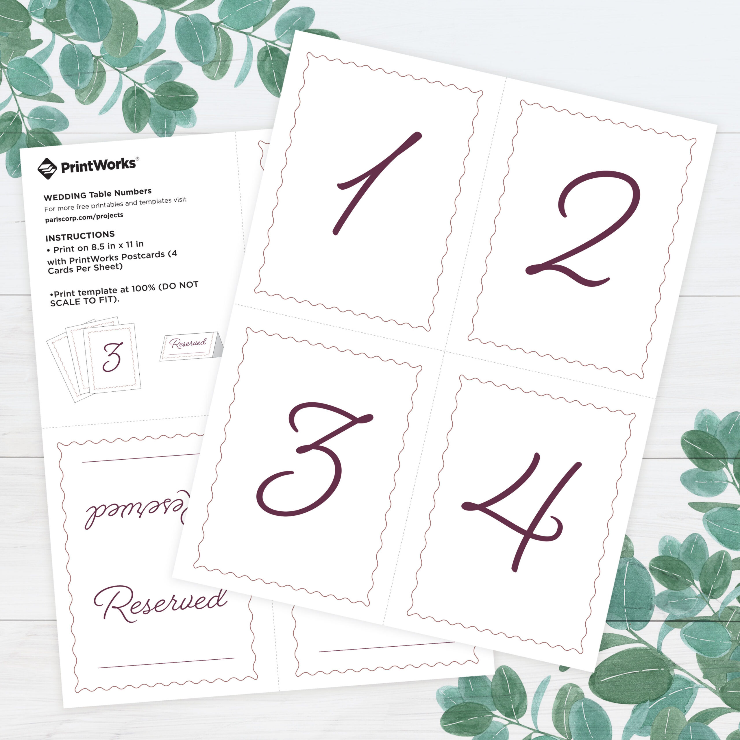 Wedding Table Number - Free Printable From Printworks with regard to Free Printable Table Numbers