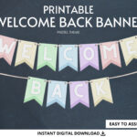 Welcome Back Banner, Printable Banner, Printable Party Supplies Regarding Welcome Back Banner Printable Free