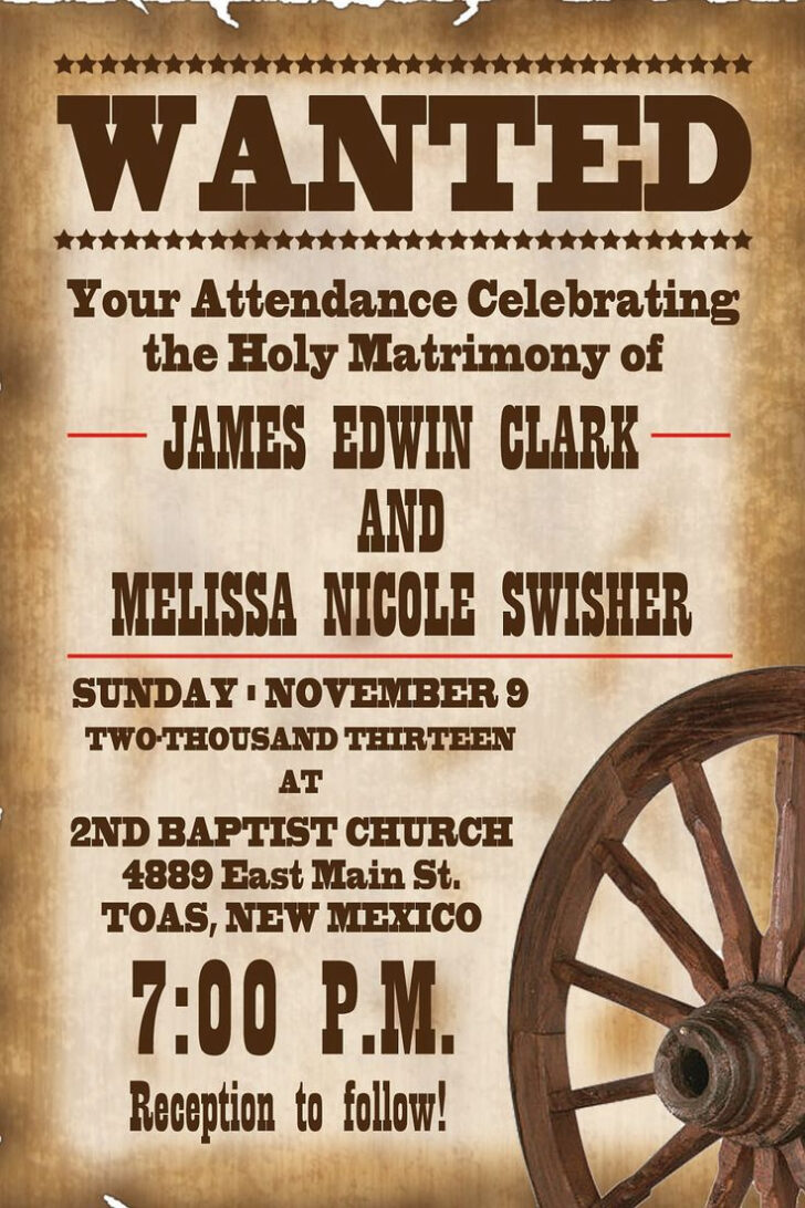 Free Printable Wanted Poster Invitations