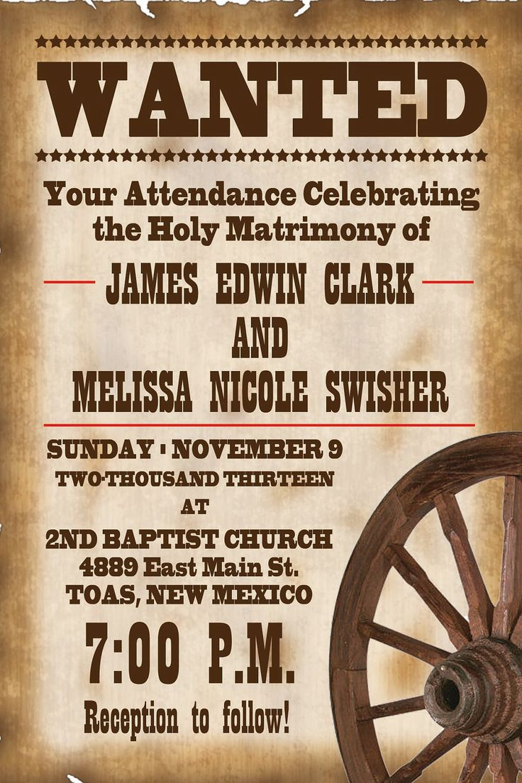 Western Wanted Invitations - 6 Free Pdf Printables | Printablee inside Free Printable Wanted Poster Invitations