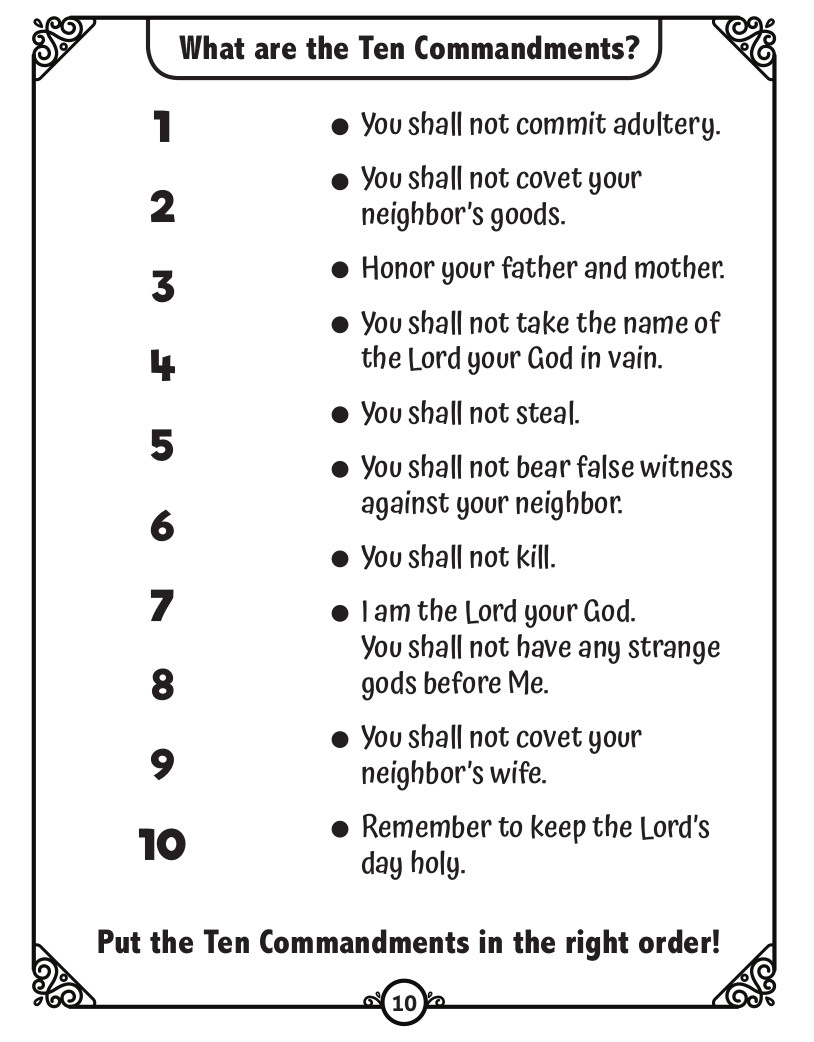 What Are The Ten Commandments? Coloring Page3 - Catholicbrain for Free Catholic Ten Commandments Printable