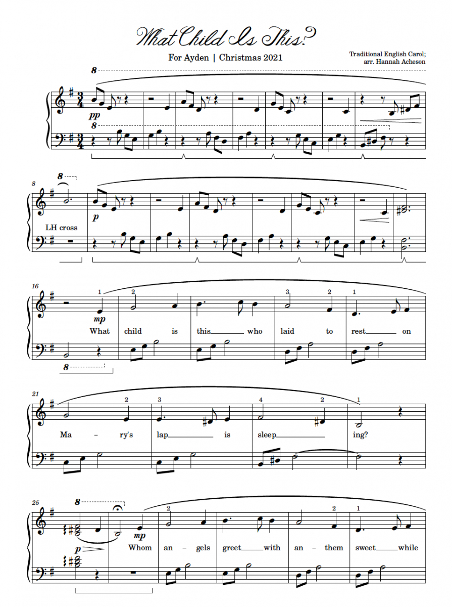 What Child Is This?&amp;quot; | Free Christmas Sheet Music - Acheson Piano throughout Christmas Music For Piano Free Printable