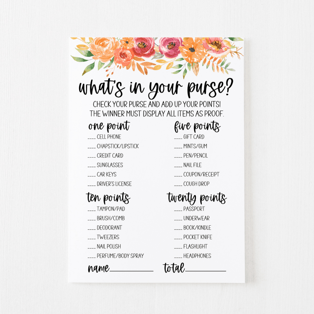 What'S In Your Purse? Game Free Printable | Modern Moh throughout Free Printable Bridal Shower Games What's in Your Purse