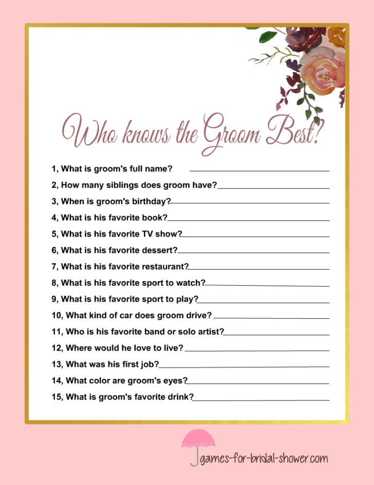 How Well Does the Bride Know the Groom Free Printable