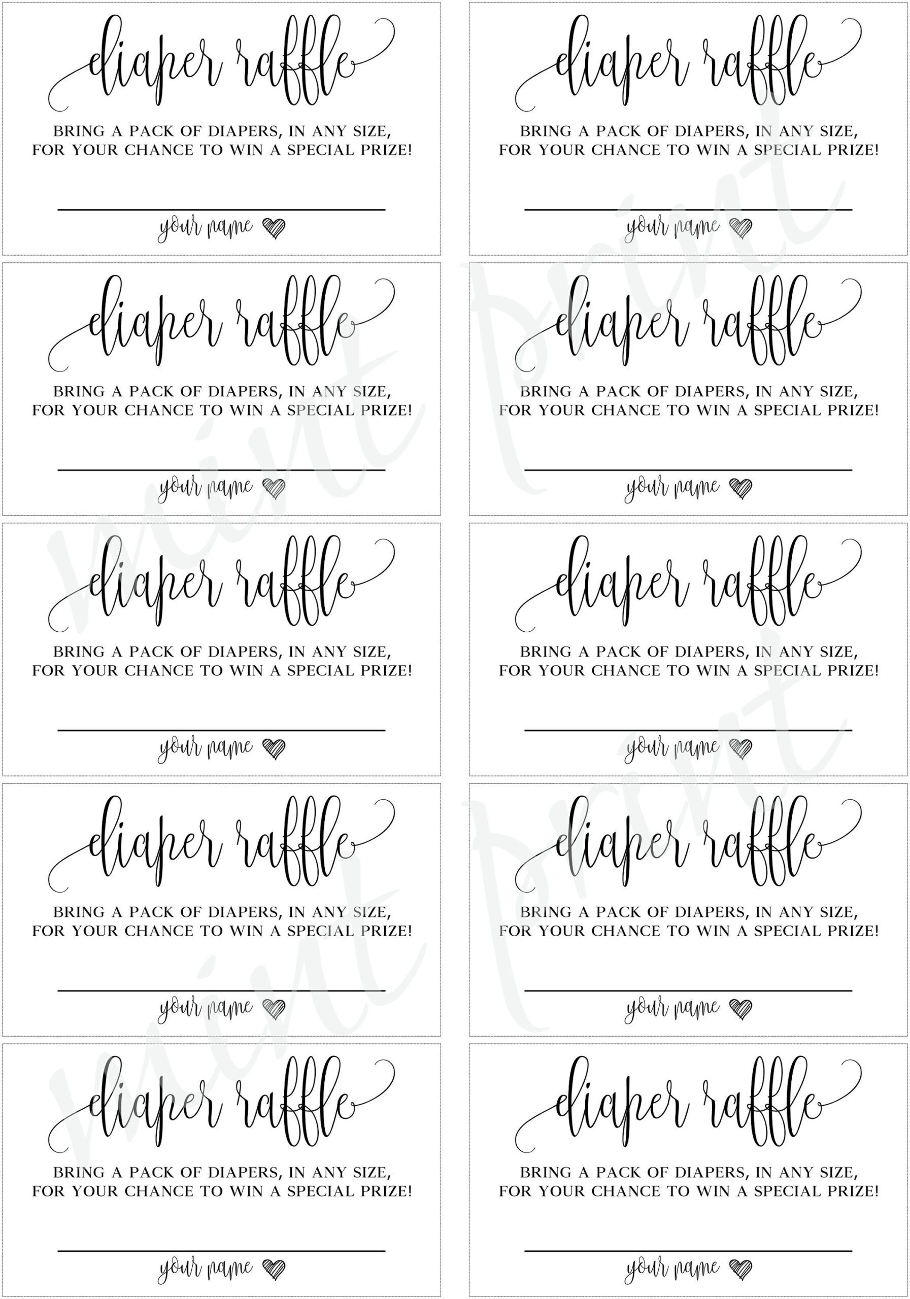 Windel-Gewinnkarte Für Babyparty-Einladungen, Windel throughout Free Printable Diaper Raffle Tickets