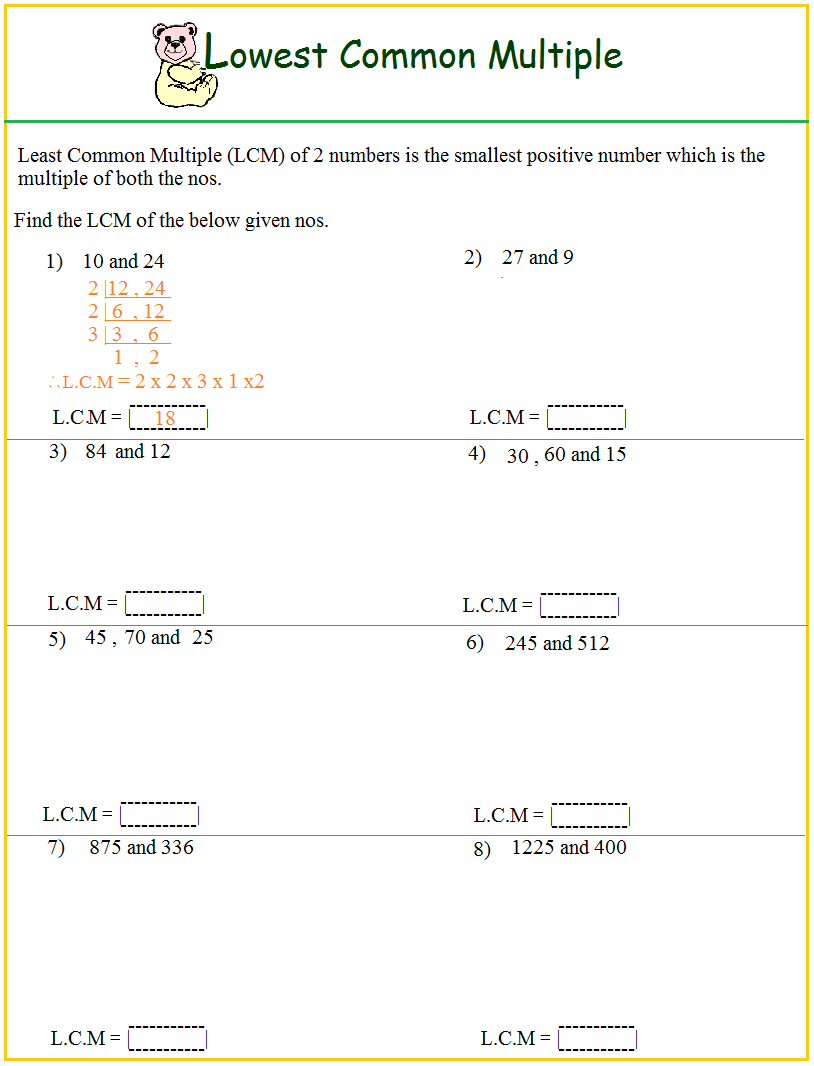 Worksheet On Lcm - Worksheets Library within Free Printable Lcm Worksheets