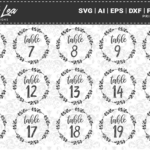 Wreath Table Numbers 1 30 Svg Cut Filesbrandi Lea Designs Regarding Free Printable Table Numbers 1 30