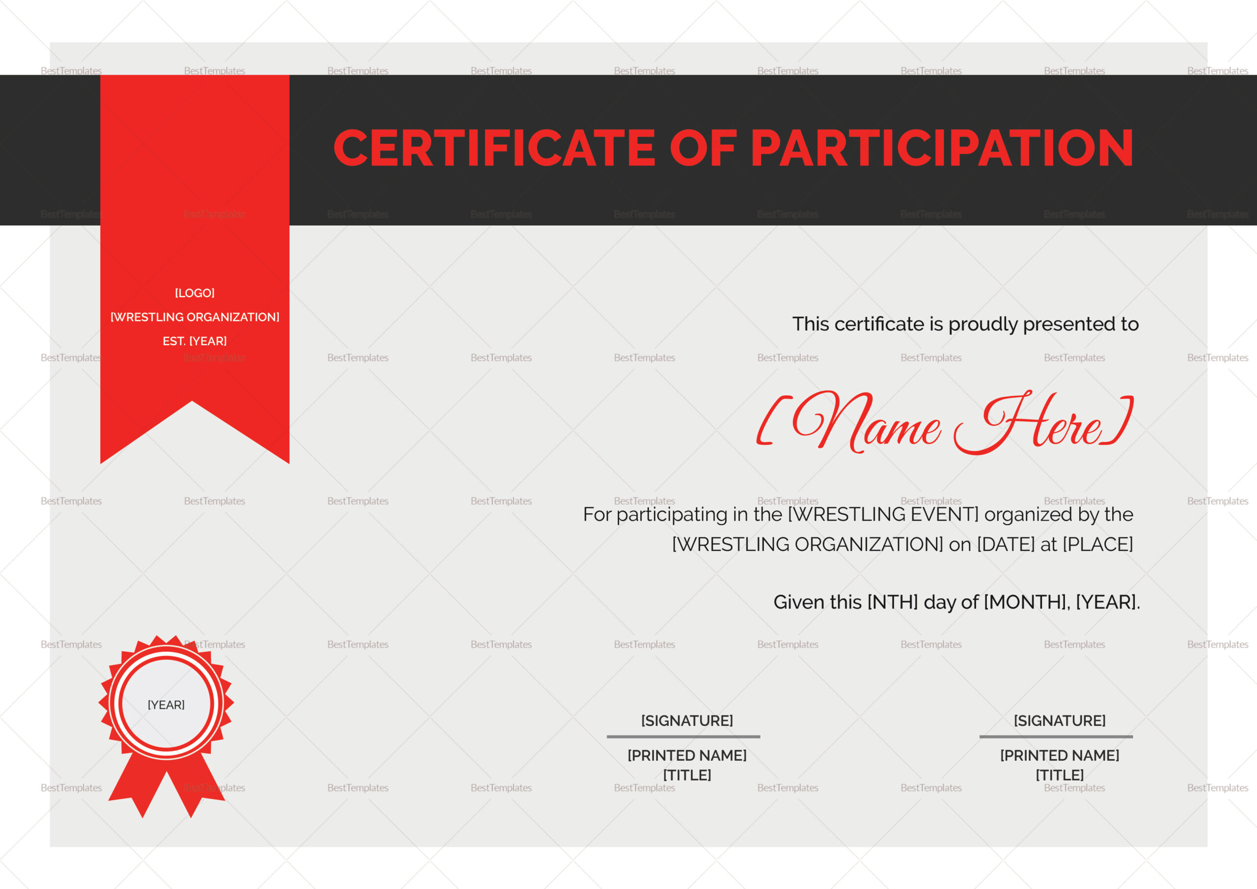 Wrestling Certificate Design Template In Psd, Word pertaining to Free Printable Wrestling Certificates