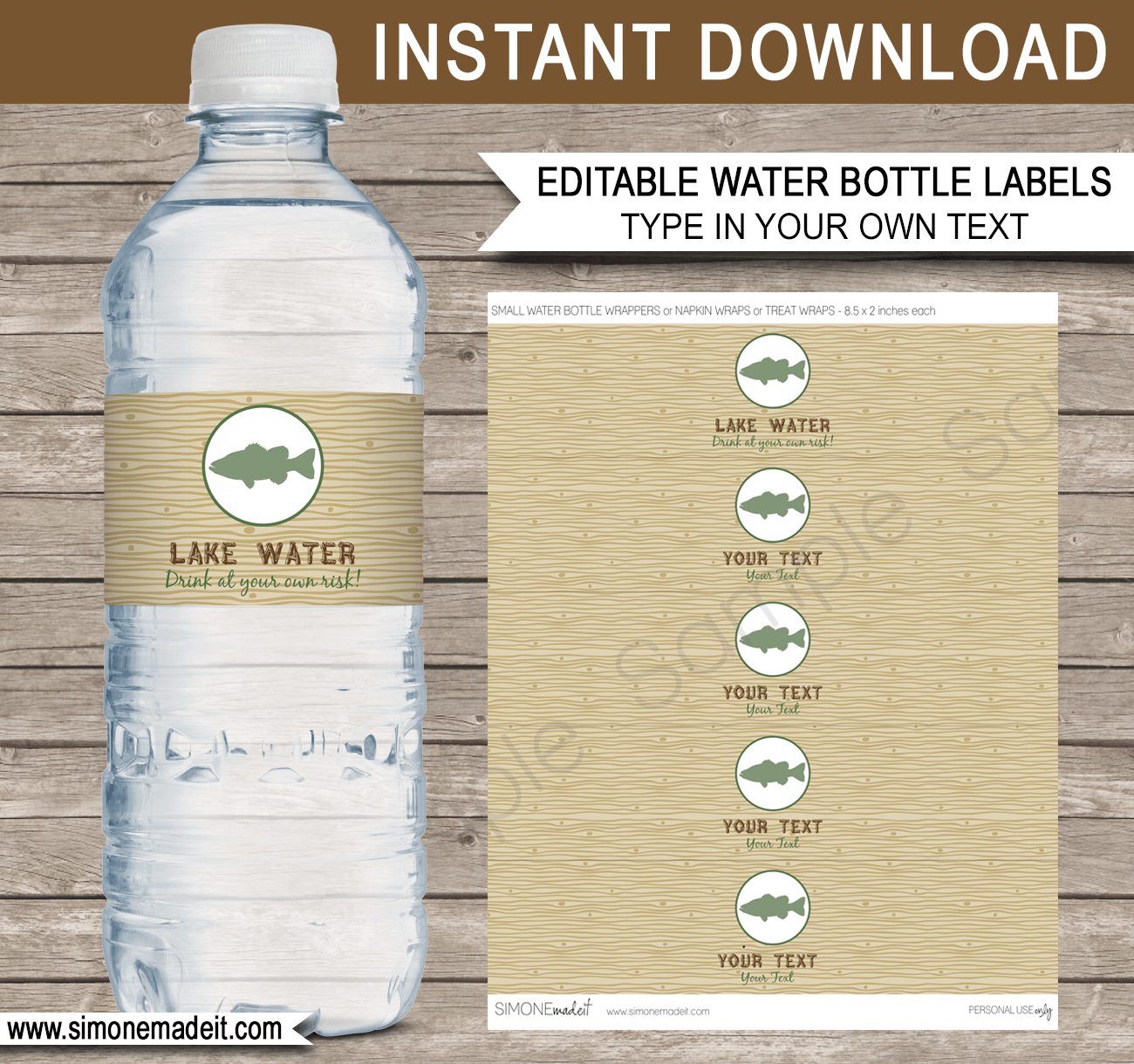 Fishing Party Water Bottle Labels | Printable Birthday Decoration in Free Printable Water Bottle Labels